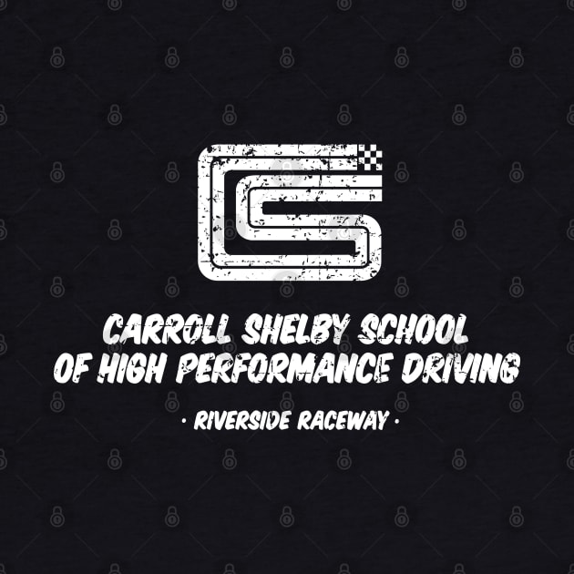 1962 Carroll Shelby School of High Performance Driving  - white distressed print by retropetrol